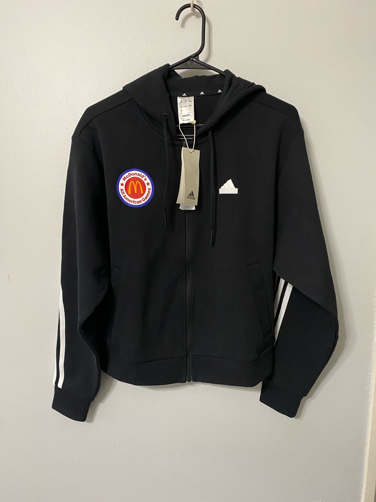 Adidas Mcdonalds All American Games Black Zip Hoodie And White Stripes Sz Small